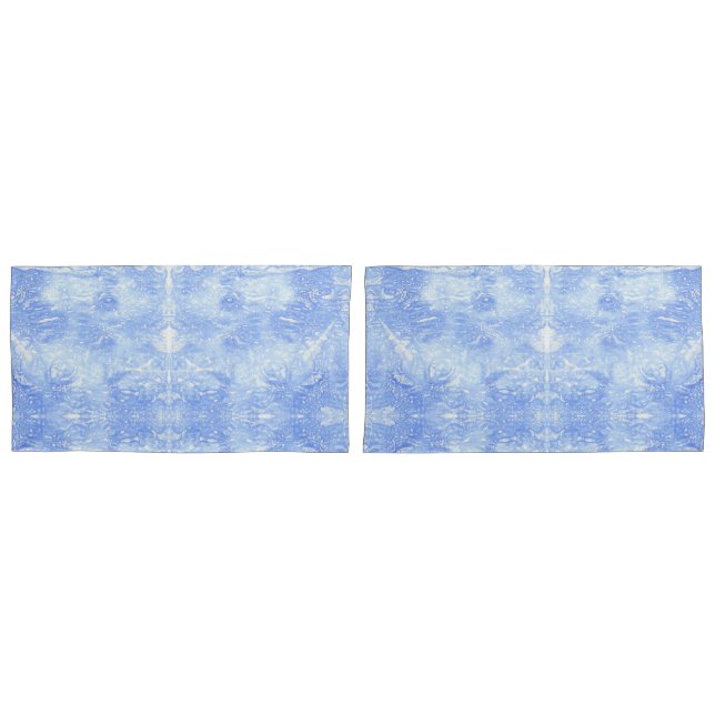 Capas de Travesseiro Abstrato azul-claro e branco (Frente - conjunto)