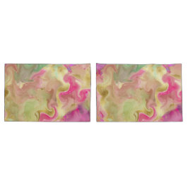 Capas de travesseiro cor-de-rosa, verde, dourado,