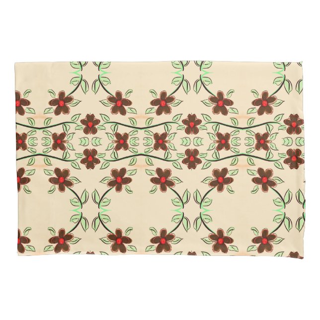 Capas de Travesseiro Flores em Creme e Castanho de (Frente)
