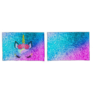 Capas de Travesseiro Glitter do Unicorn Personaliz
