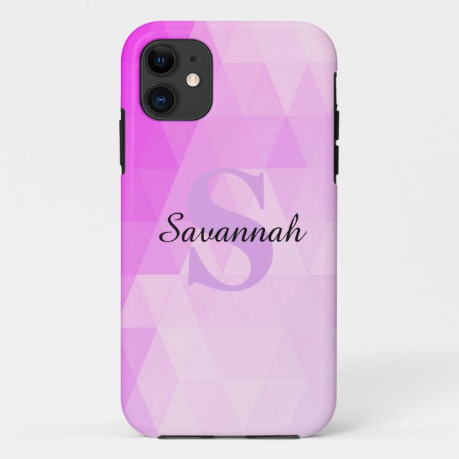 Capas do iPhone 11 Geométrica de Nome do Monograma (Verso)