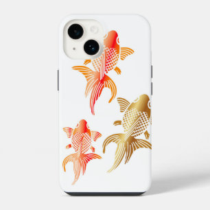 Capas do iPhone 14 Brancos Modernos de Peixes Gold