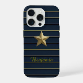 Capas Douradas Star no Marinho Blue iPhone 15 Pro