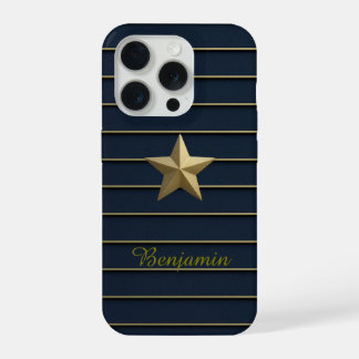 Capas Douradas Star no Marinho Blue iPhone 15 Pro