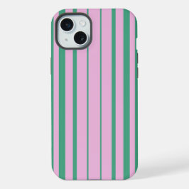 Capas para iPhone 15 Plus com Listras Verdes e Ros