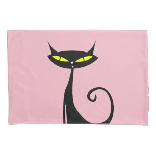CAPAS TRAVESSEIROS DE TINTA RETRO DE GATO PRETO