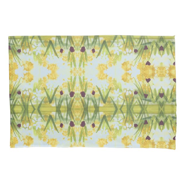 Capas Travesseiros Flores Com Azul Bebê (Frente)