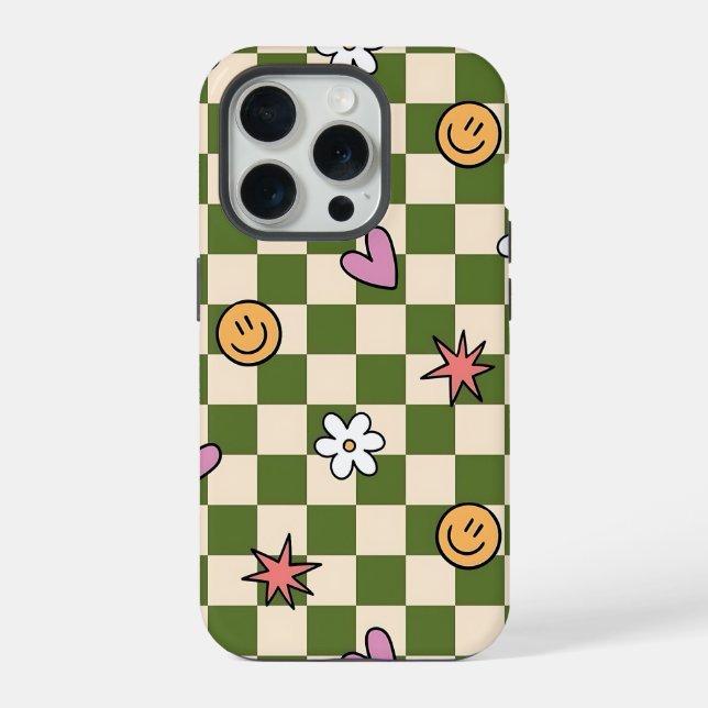 Capinha de Celular Estética Xadrez Verde (Verso)
