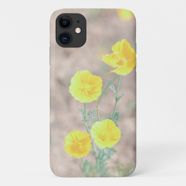 Capinha de iPhone 11 Flores Amarelas Verde Claro P (Verso)