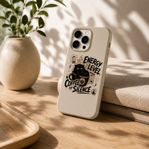 Capinha de iPhone 15 Pro Gato Preto Engraçado Café