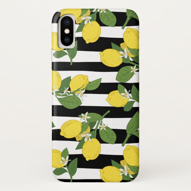 Capinha de iPhone Amarela com Listras Pretas de Li (Verso)