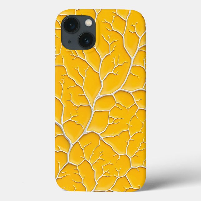 Capinha de iPhone Amarelo Dourado com Design de Ve (Verso)