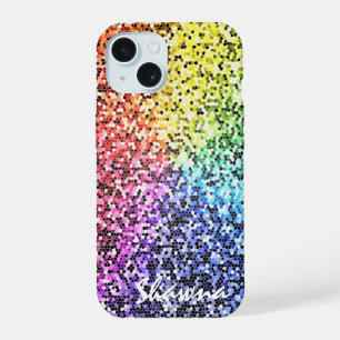 Capinha de iPhone Arco-Íris com Brilho Personaliza