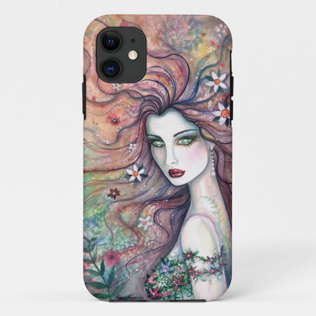 Capinha de iPhone Arte Fantasia Fada Deusa das Flo (Verso)