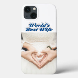 Capinha de iPhone azul mar com foto da esposa