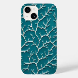 Capinha de iPhone Azul Turquesa com Textura de Vei