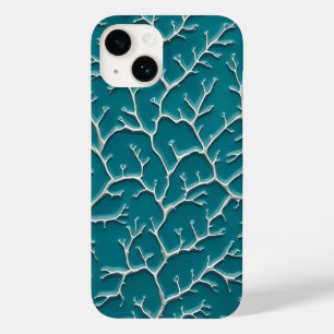 Capinha de iPhone Azul Turquesa com Textura de Vei