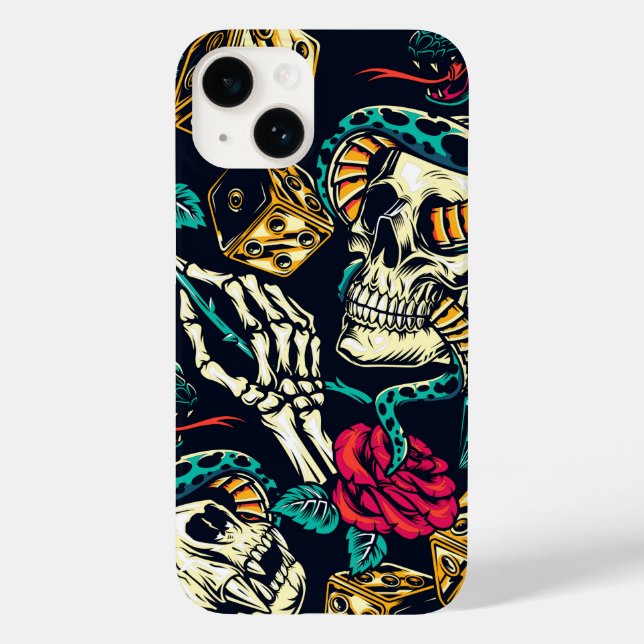 Capinha de iPhone com desenho de ossos de esquelet (Verso)