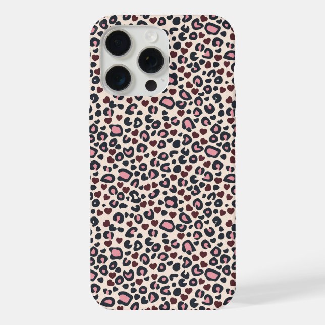 Capinha de iPhone com Estampa de Leopardo e Coraçã (Verso)