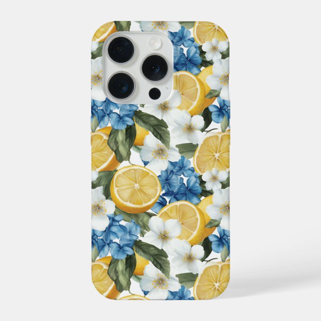 Capinha de iPhone com Estampa de Limão e Flores de (Verso)