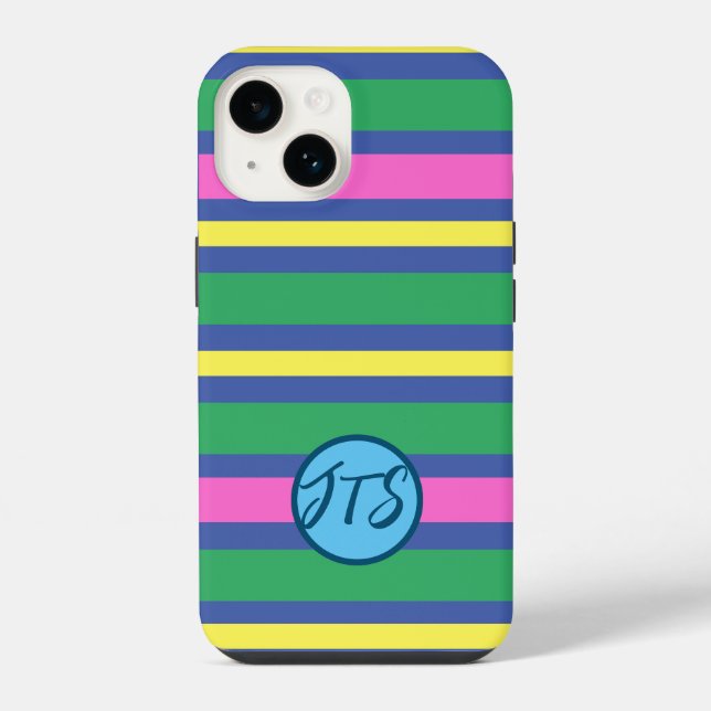 Capinha de iPhone com Listras Dinâmicas e Monogram (Verso)