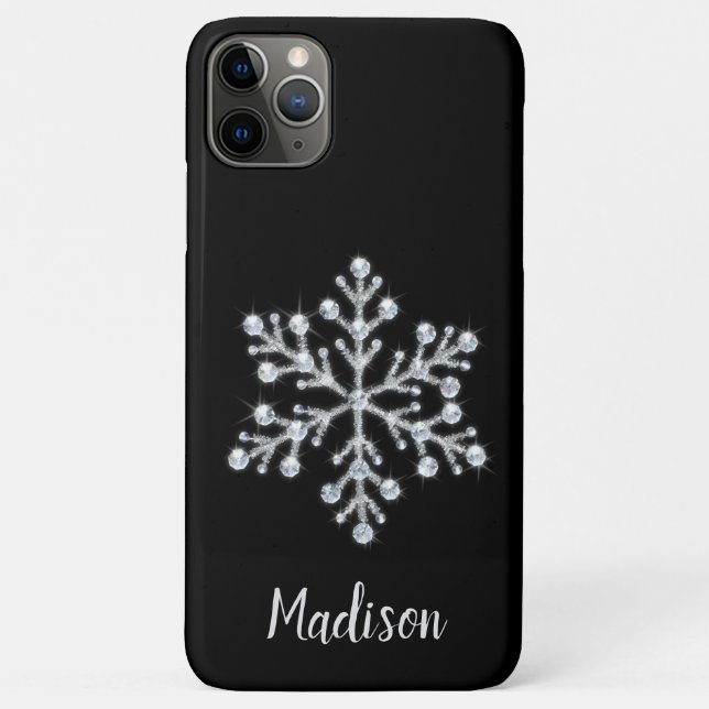 Capinha de iPhone com Monograma Preto Brilhante (Verso)