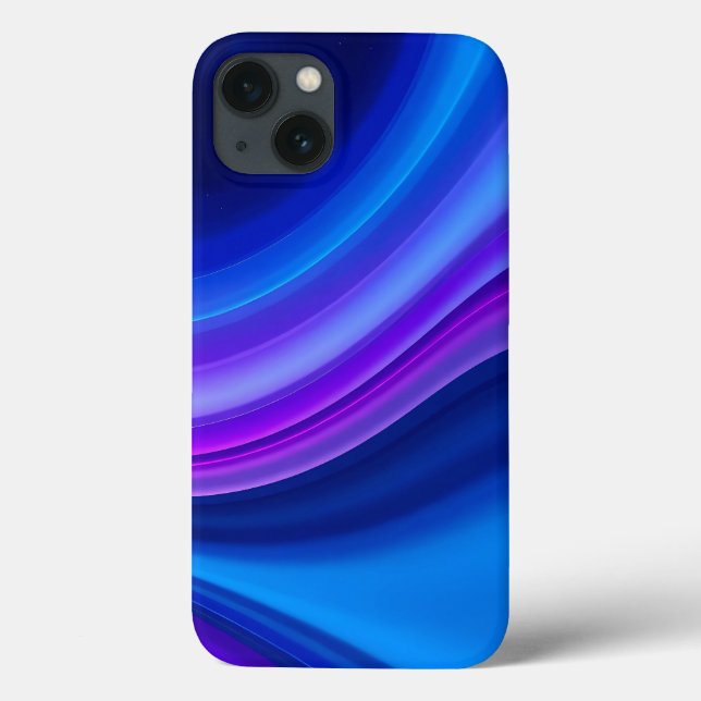 Capinha de iPhone com Onda Gradiente Azul Roxo (Verso)