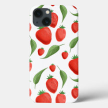 Capinha de iPhone com Padrão de Folha de Morango F