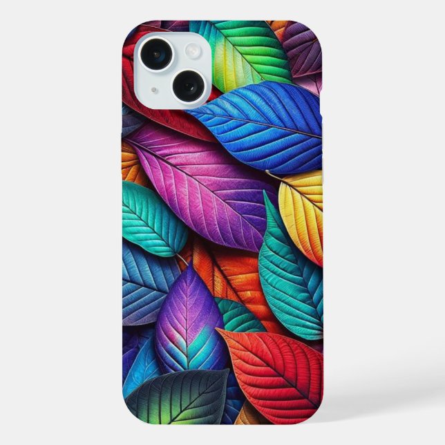 Capinha de iPhone com Padrão de Folhas em Cores Ka (Verso)