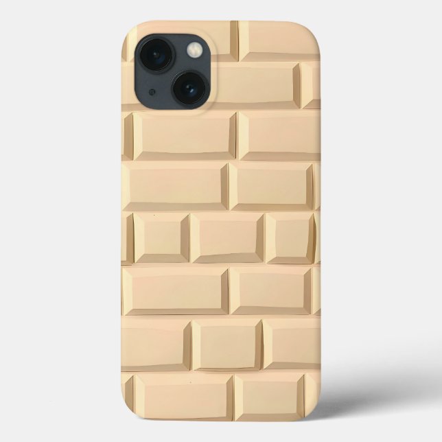 Capinha de iPhone com Padrão de Tijolo Bege Estilo (Verso)