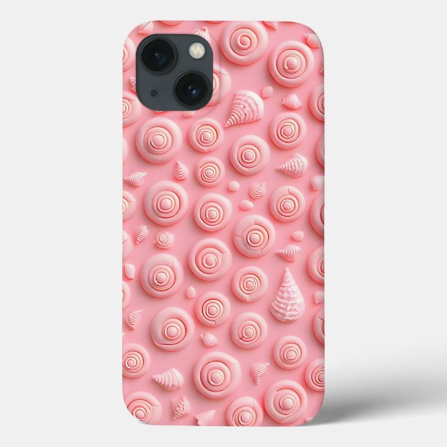 Capinha de iPhone com Padrão Espiral Rosa Olhar Fe (Verso)
