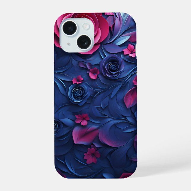 capinha de iPhone com textura floral 3d mockup (Verso)