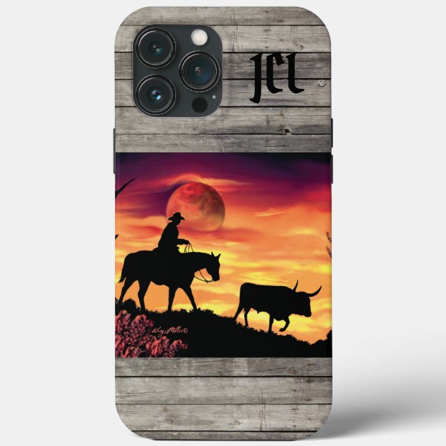 Capinha de iPhone Cowboy e Longhorn Steer Case-Mat (Verso)