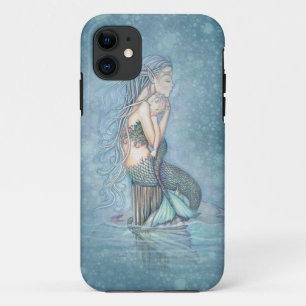 Capinha de iPhone de Arte Fantasia de Sereia Mãe e