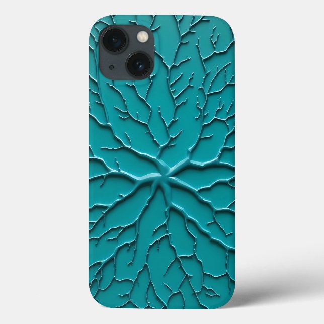 Capinha de iPhone em tom de azul-verde com relevo  (Verso)