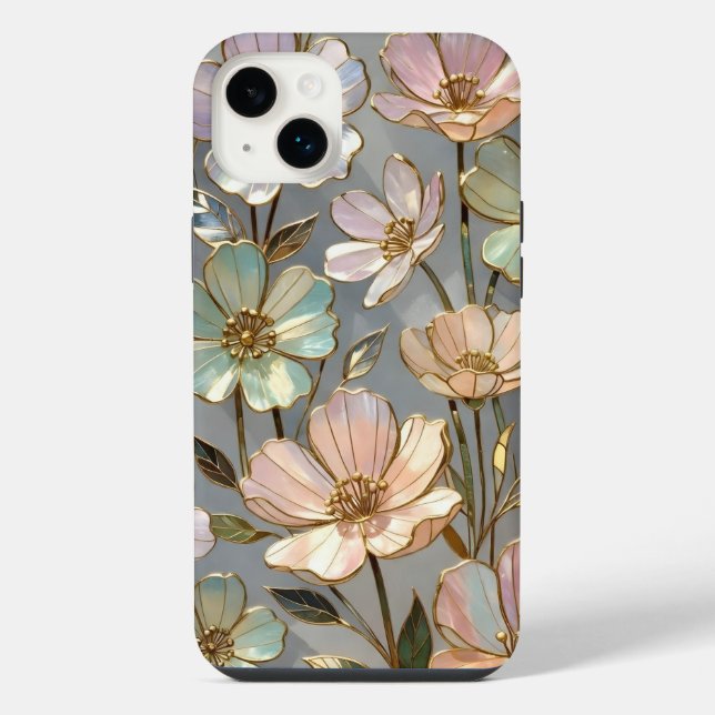 Capinha de iPhone Floral Pastel com Design de Flor (Verso)