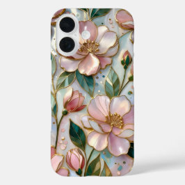 Capinha de iPhone Floral Rosa Vidro Pintado Pastel