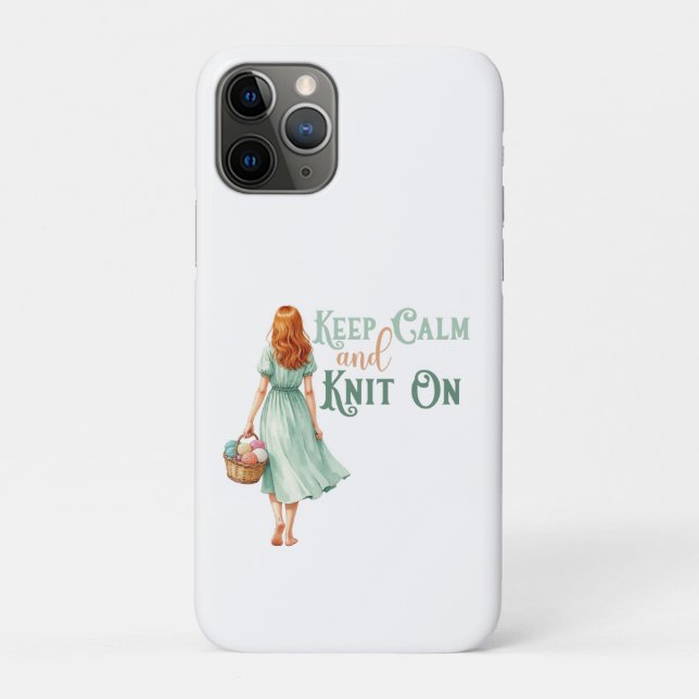 Capinha de iPhone Keep Calm & Knit On  (Verso)