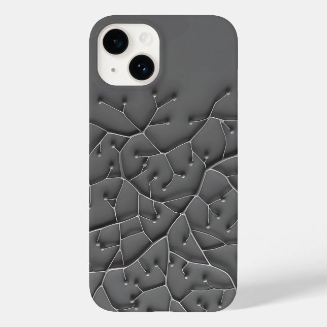 Capinha de iPhone Orgânica Cinza Escuro Textura Mo (Verso)