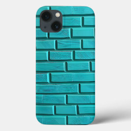 Capinha de iPhone Parede de Tijolo Azul Turquesa D