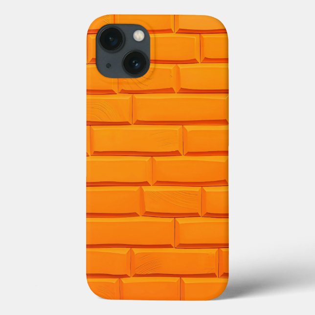 Capinha de iPhone Parede de Tijolo Laranja Estilo  (Verso)
