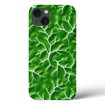 Capinha de iPhone Verde Brilhante com Padrão de Ve