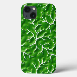 Capinha de iPhone Verde Brilhante com Padrão de Ve