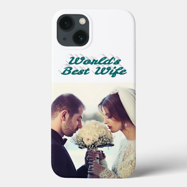 Capinha de iPhone verde com foto da esposa (Verso)