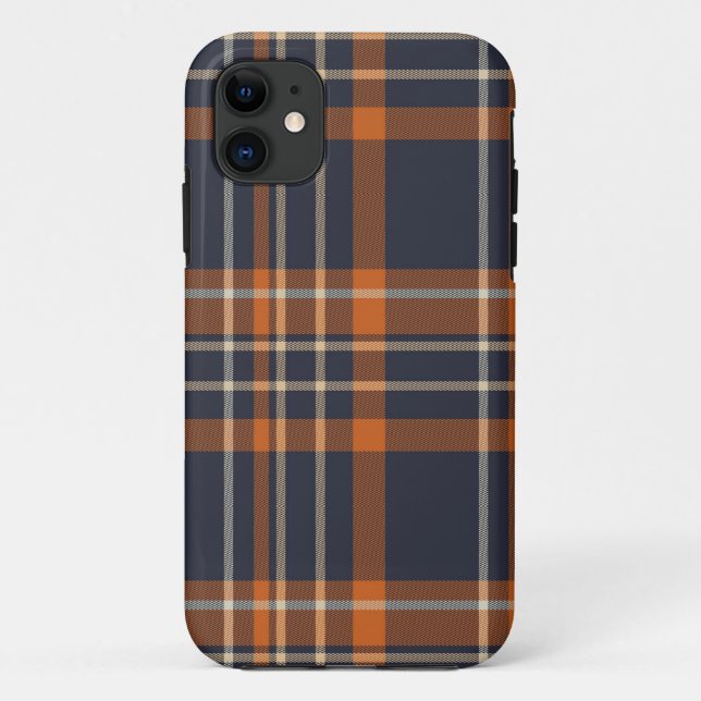 capinha de iPhone xadrez laranja e azul (Verso)