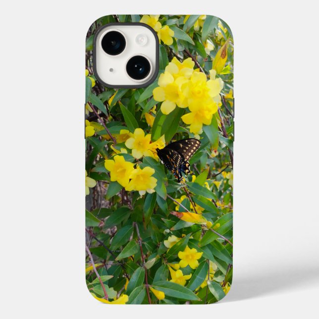 Capinha de telefone Borboleta e Flores Amarelas (Verso)