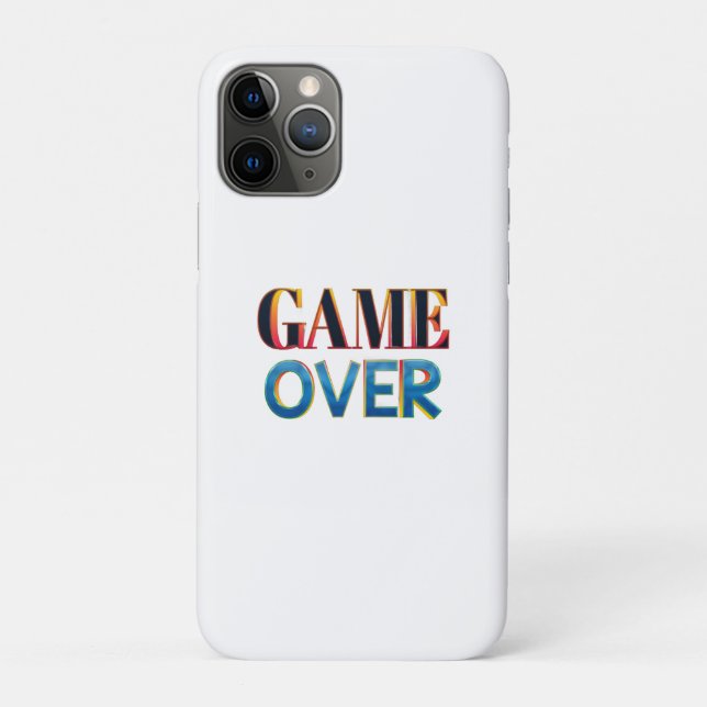 Capinha de telefone branca com a frase "Game Over" (Verso)