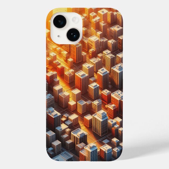 Capinha de Telefone Cidade na Hora Dourada - 3D Is (Verso)