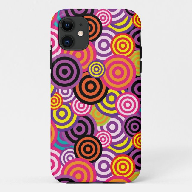 capinha de telefone círculos psicodélicos colorido (Verso)