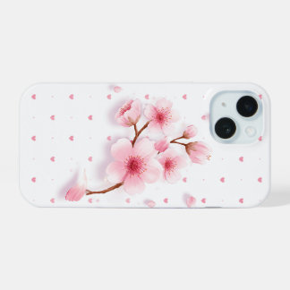 Capinha de telefone com flor de cerejeira rosa.